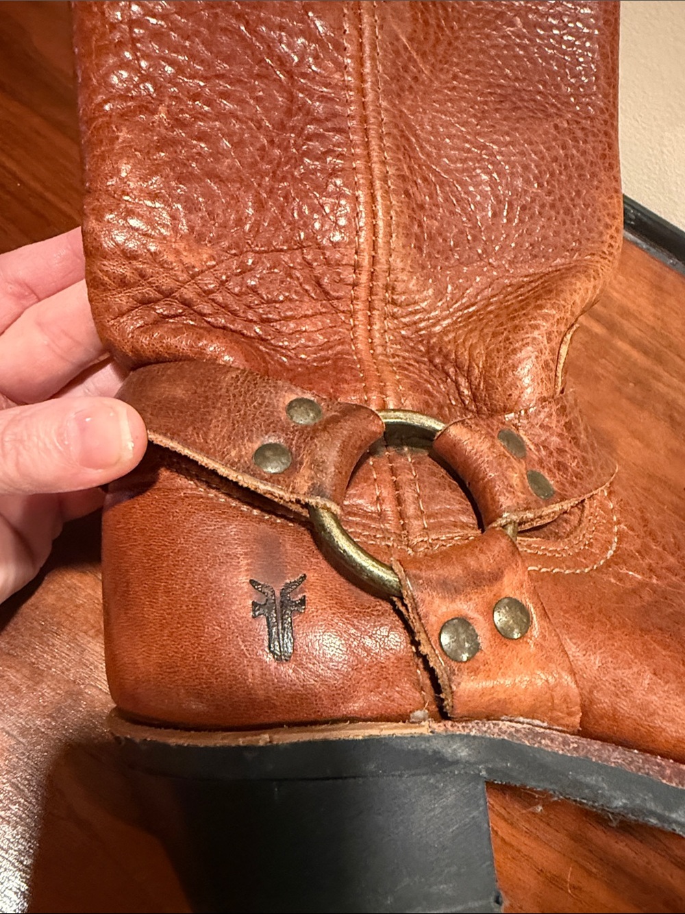 Frye Brown Leather Mid-Calf Harness Boots - Picture 8 of 10